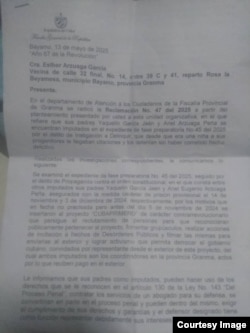 Documento de la fiscalía entregado a Esther Arzuaga García.