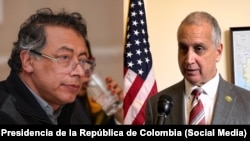 Congresista Mario Díaz-Balart (der) y el presidente Gustavo Petro (izq)