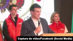 El presidente electo de Bolivia Rodrigo Paz Pereira, en su primer discurso.