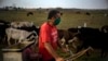 El campesino cubano Alberto Delgado se protege del coronavirus con una mascarilla, en Caimito. AP Photo / Ramon Espinosa